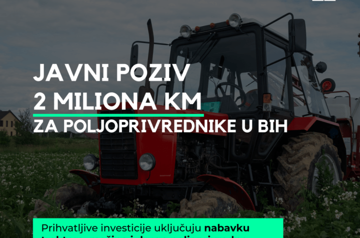 Otvoren novi javni poziv: EU izdvaja 2 miliona KM za nabavku traktora, mašina i druge poljoprivredne mehanizacije